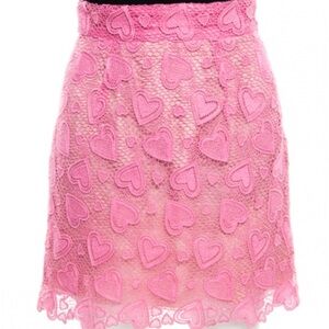 Miu Miu Pink Heart Lace Mini Skirt Made in Italy Size XS Rare Coquette Archive